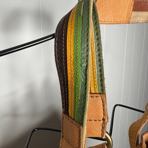 Lucky‎ Multicolor Leather Striped Satchel Shoulder Bag Purse Boho EUC Hippie - Picture 7 of 13